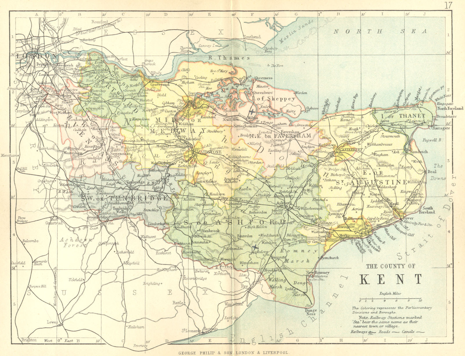 KENT. Philip 1898 old antique vintage map plan chart